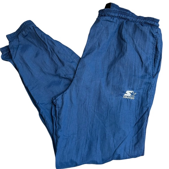 Vintage STARTER track pants 100% Nylon Navy Blue 90s Windbreaker Mens Sz 36W 30L - Picture 1 of 5